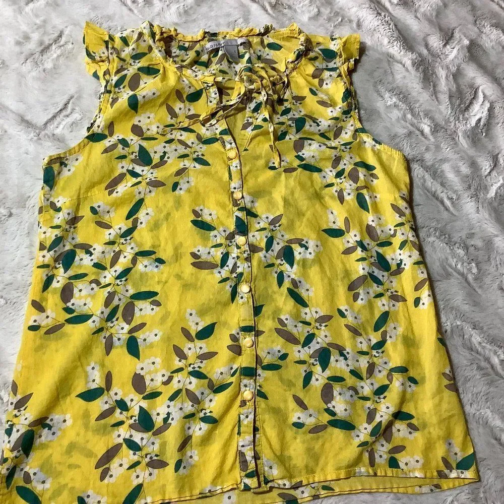 old navy yellow floral blouse size small